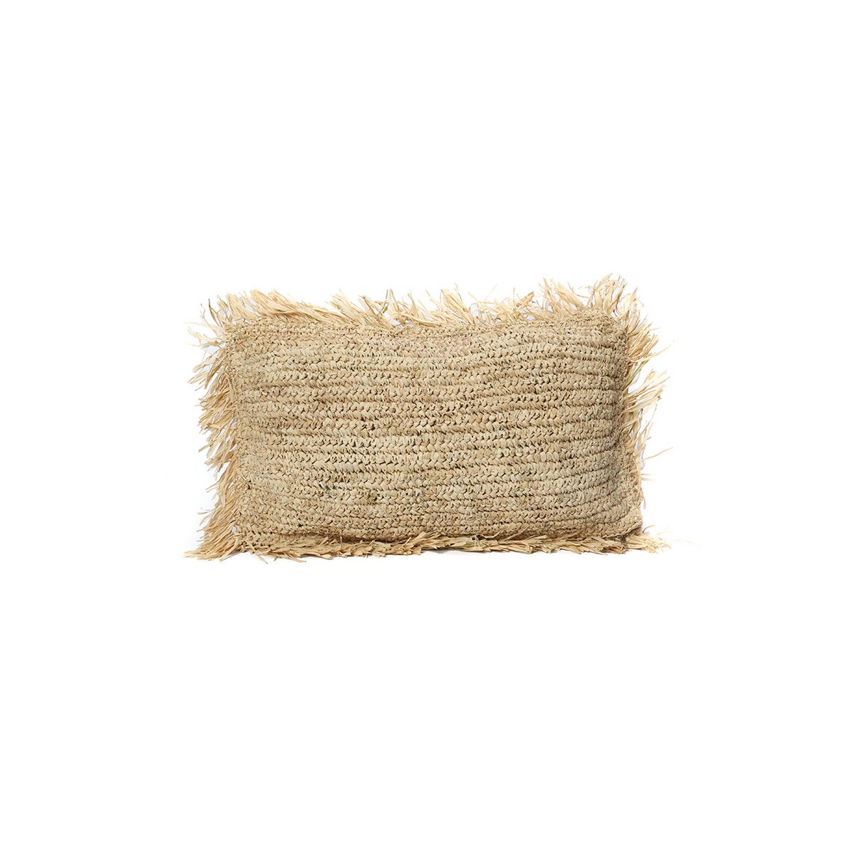 Raffia Kissenbezug, Bast mit Fransen - 30x50