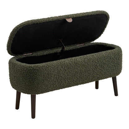 Bank mit Stauraum 'Harlow' - Teddy grün 95x37x45 cm