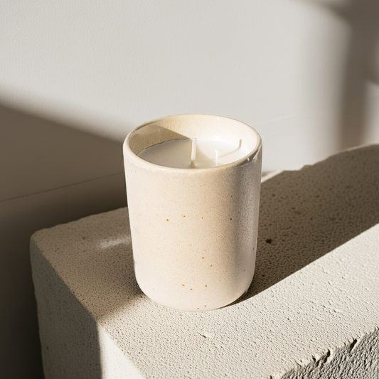 Steingut-Becher, Kerze Eelina