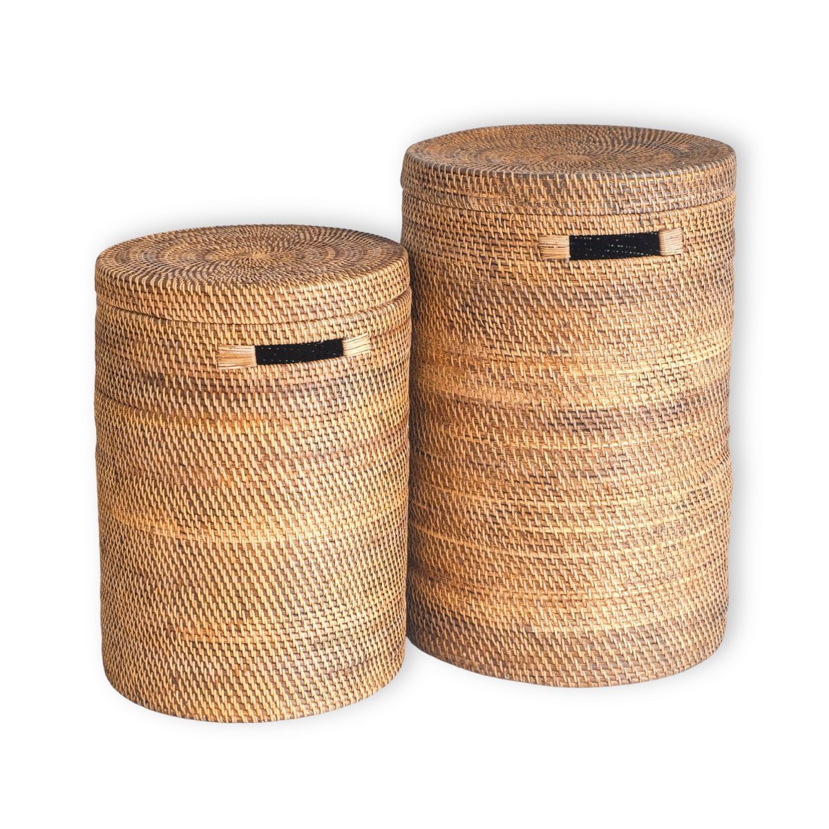Large laundry basket with lid, SARI brown, storage basket - rattan basket (2 sizes)
