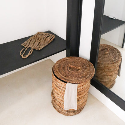 Laundry basket with lid OMBAK made of banana fiber