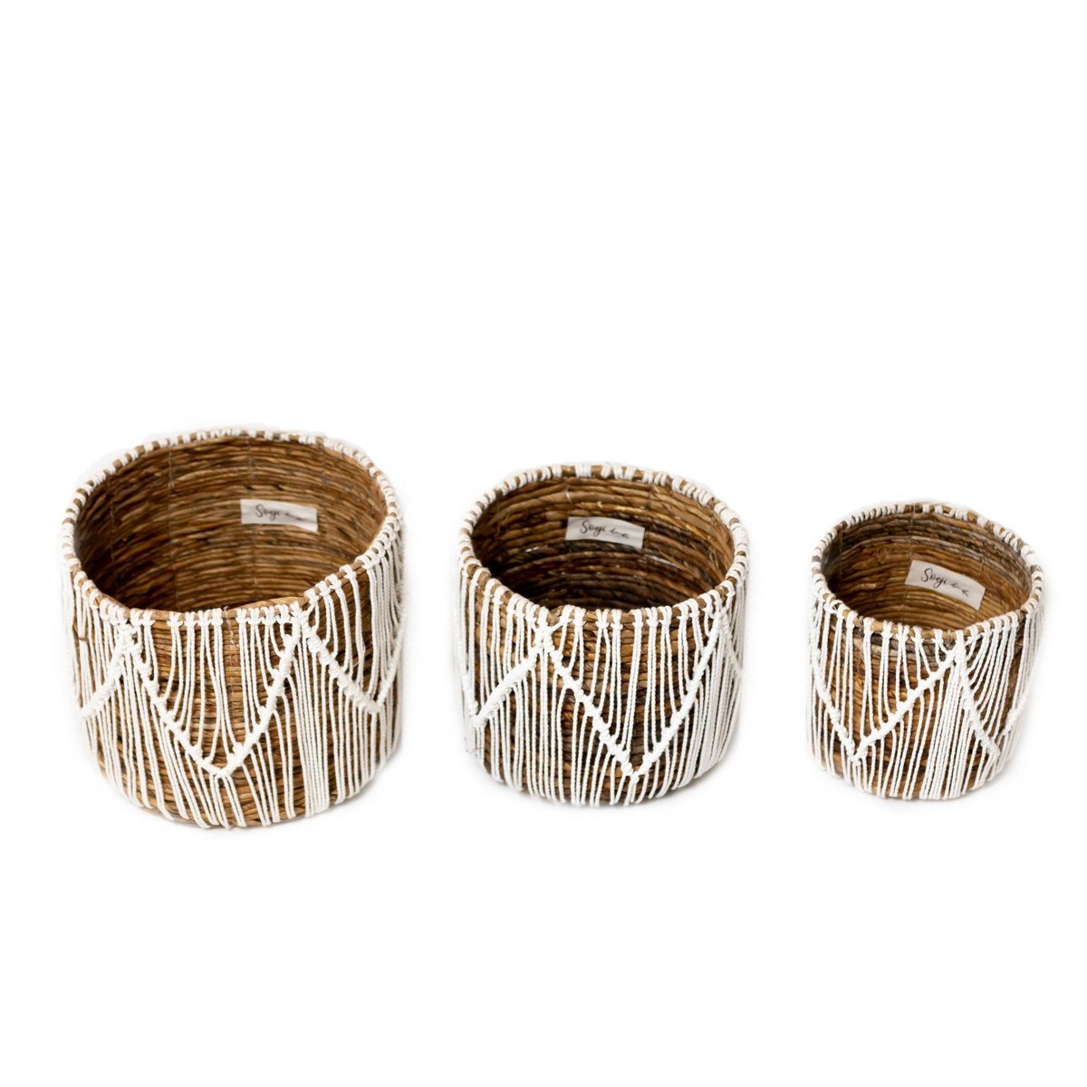 Small 'Oris' basket made of seagrass, flower basket, macrame basket