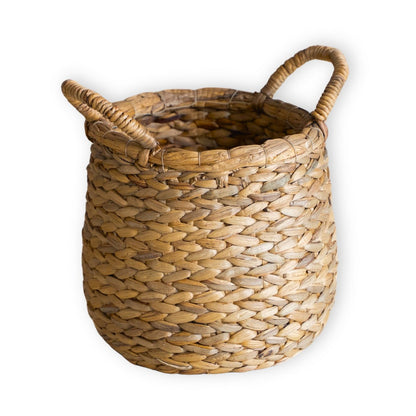 Runder Korb mit Griffen CITRA, Boho-Korb, Pflanzenkorb aus Wasserhyazinthe (2 Größen)