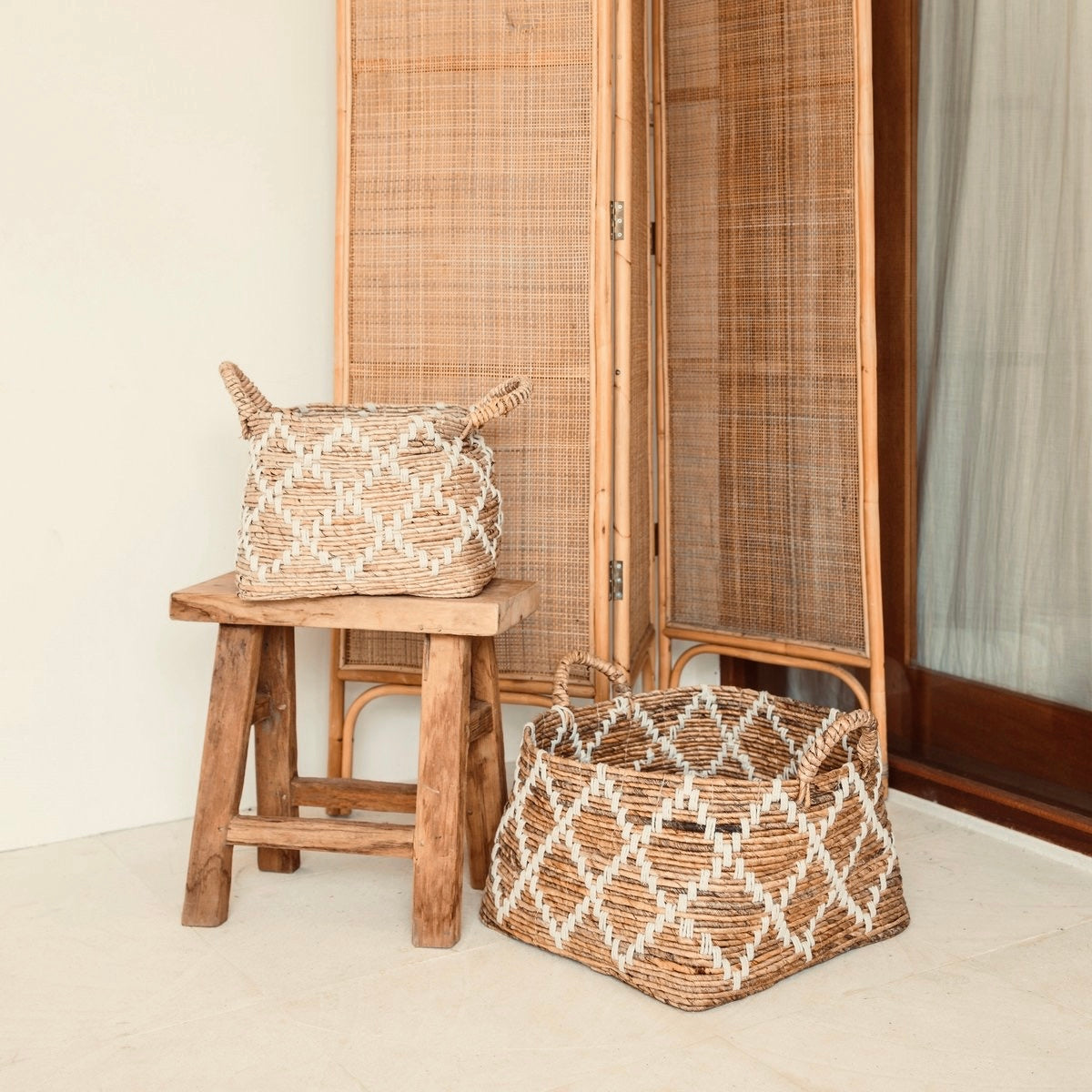 Square Shelf Basket - Woven Storage Basket, Decorative Basket Made of Banana Fiber GANDARIA (2 Sizes)