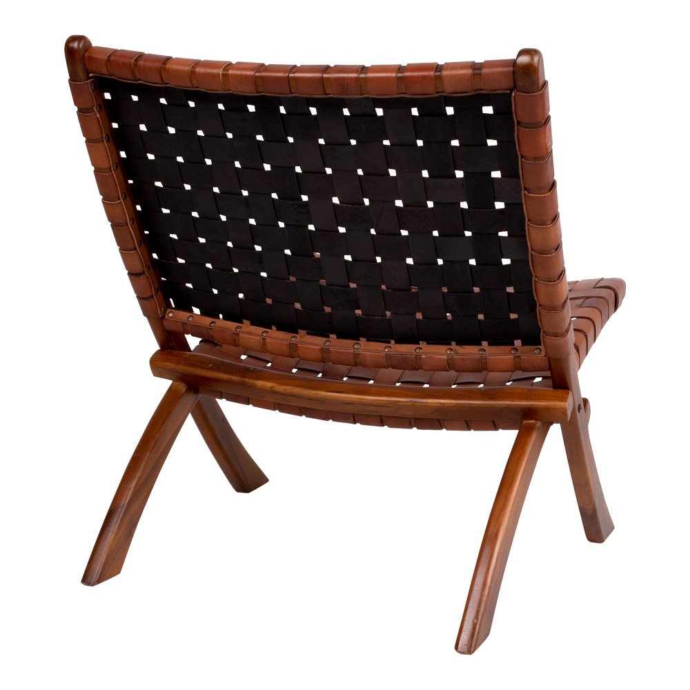 Klappstuhl 'Perugia' - Teakholz, Leder Braun