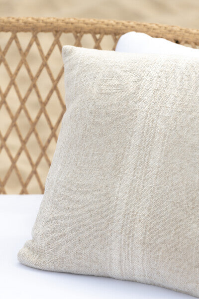 Pillow with stripes - linen, beige - long
