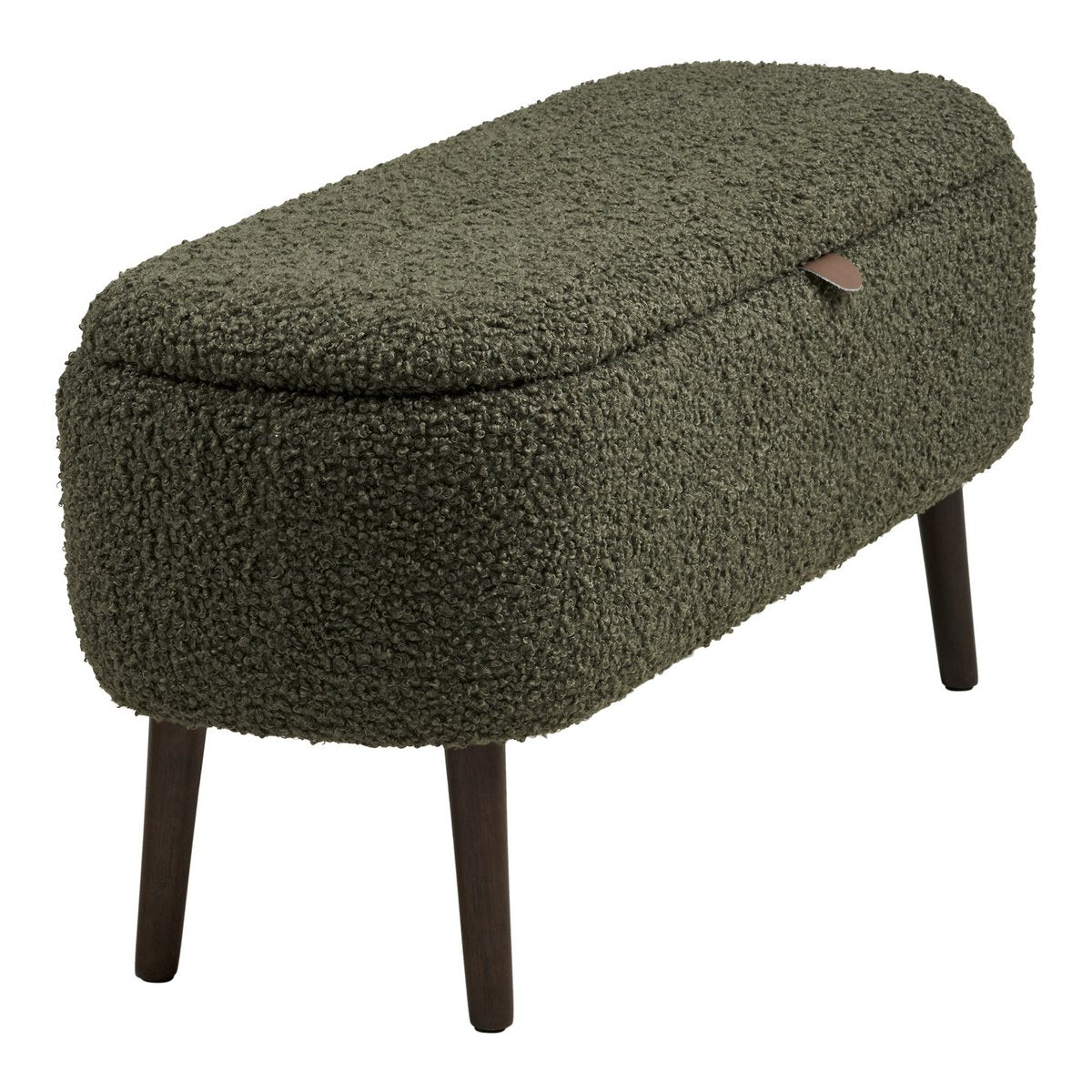 Bank mit Stauraum 'Harlow' - Teddy grün 95x37x45 cm