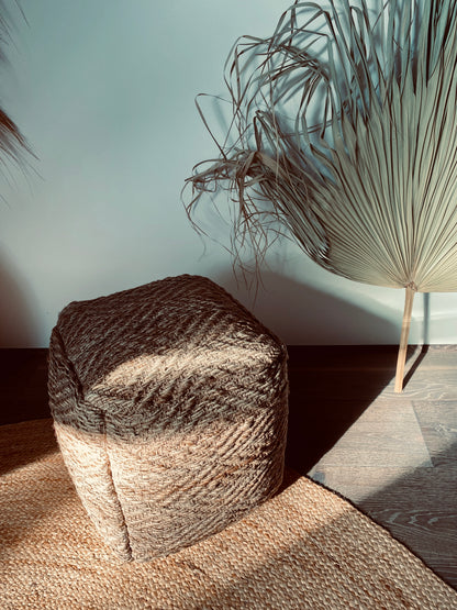Pouf - stool made of jute, natural