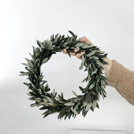 Dried flower wreath made from olive branches