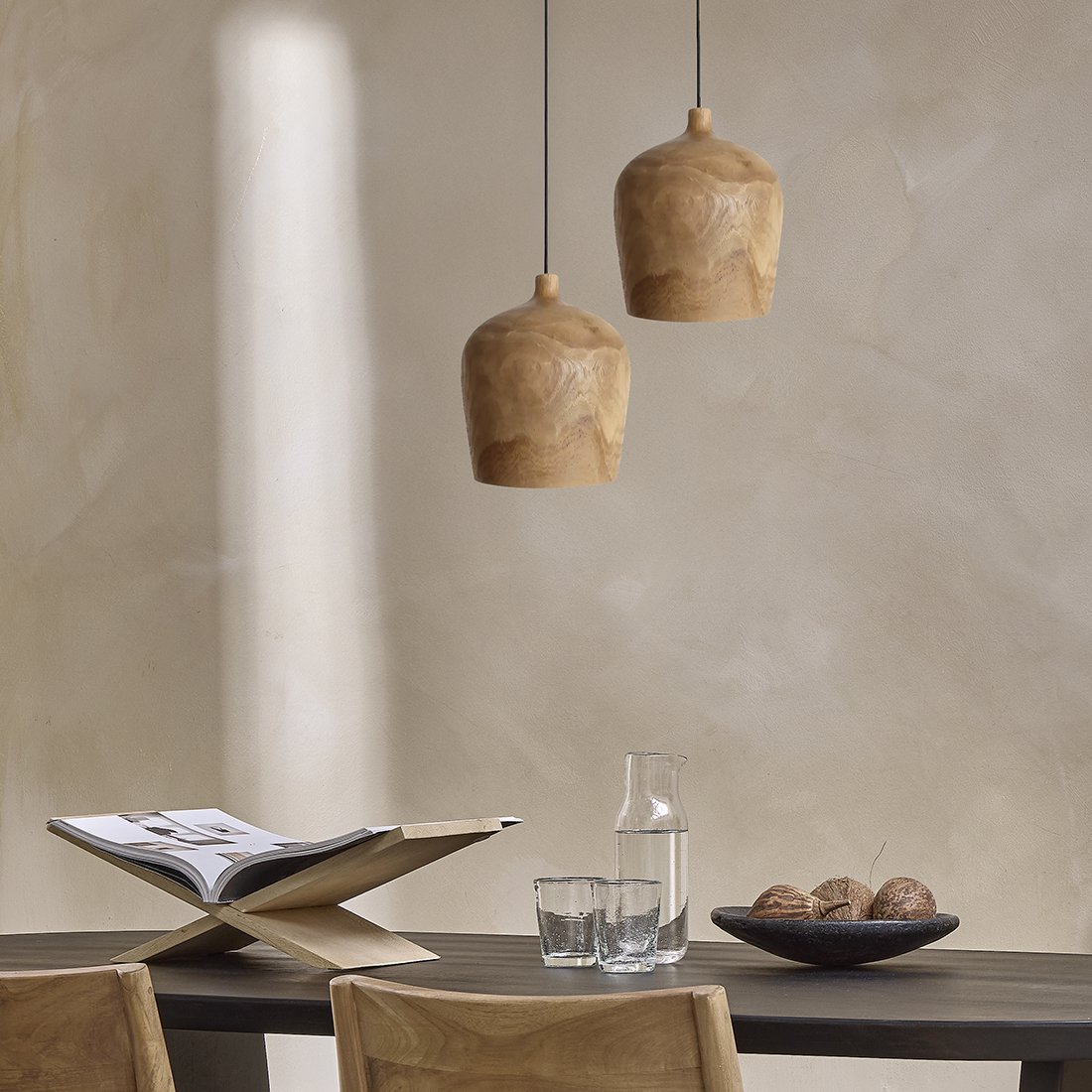 Hängelampe Bottle "Sirocco" aus Teakholz