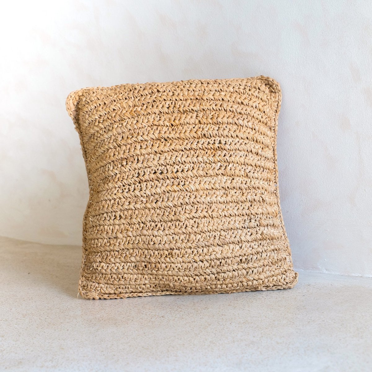 Kissen aus Raffia - 40x40  Natural beige, handgefertigt