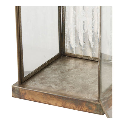 Laterne 'Herslev' - Glas/Metall, Antikmessing-Optik, 12x12x49 cm