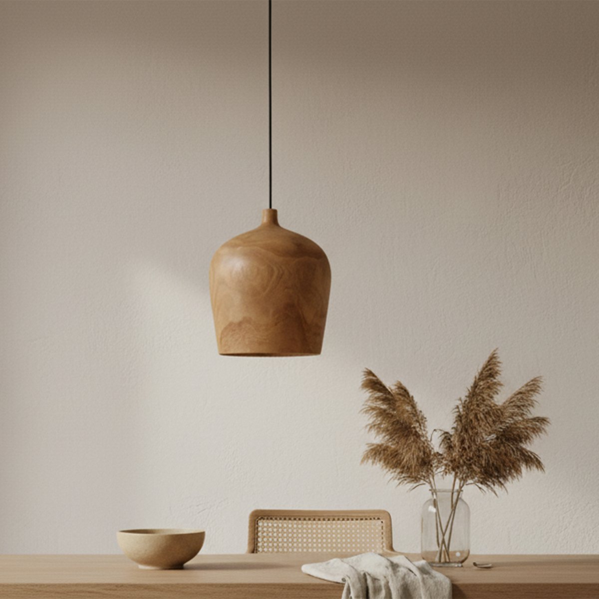 Hängelampe Bottle "Sirocco" aus Teakholz