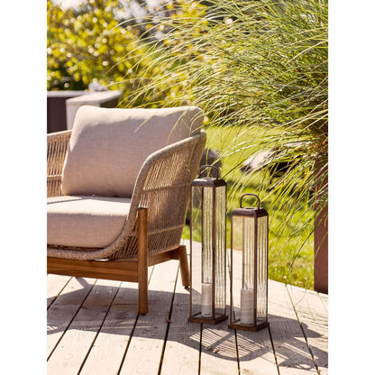 Laterne 'Herslev' - Glas/Metall, Antikmessing-Optik, 12x12x49 cm