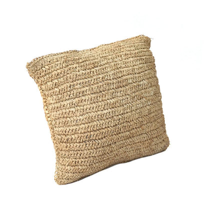 The square cushion cover “Bast Flores”, natural 40 x 40