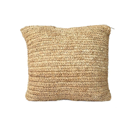 The square cushion cover “Bast Flores”, natural 40 x 40