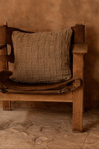The Linen-Damier Cushion Cover, Natural 50x50
