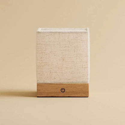 Lampe mit Holz und Leinen 'Zano' - Stimmungsbeleuchtung, LED -Tischlampe, wiederaufladbar