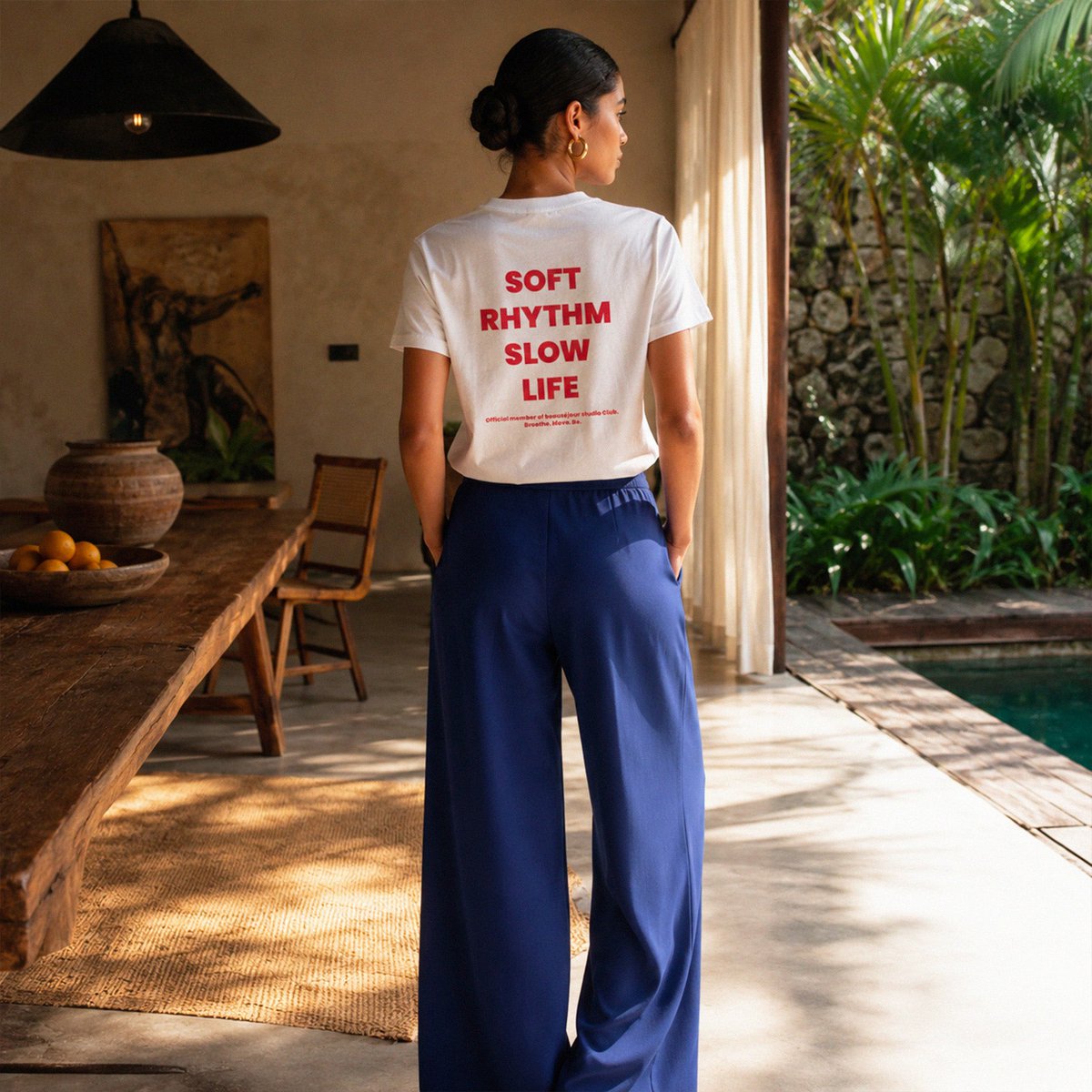 T-Shirt "Yoga" red - Soft Rhythm, Slow Life