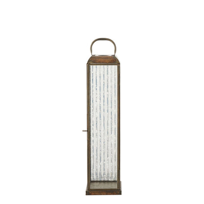 Laterne 'Herslev' - Glas/Metall, Antikmessing-Optik, 12x12x49 cm