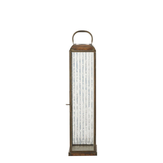 Laterne 'Herslev' - Glas/Metall, Antikmessing-Optik, 12x12x49 cm