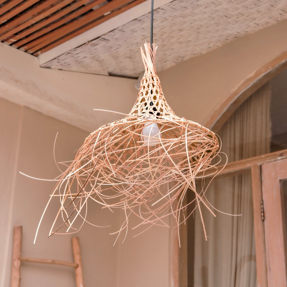 Bamboo lampshade with tassels, pendant light GILI