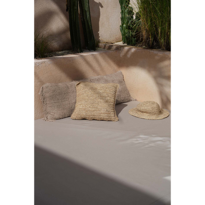 The square cushion cover “Bast Flores”, natural 40 x 40