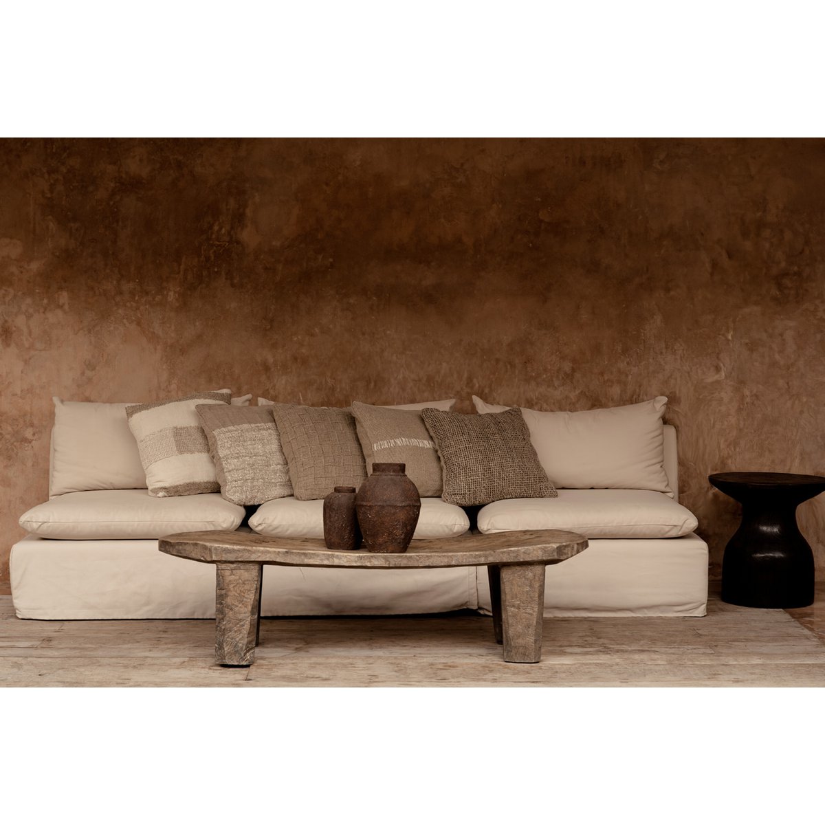 The Linen-Stitch Cushion Cover, Natural 50x50