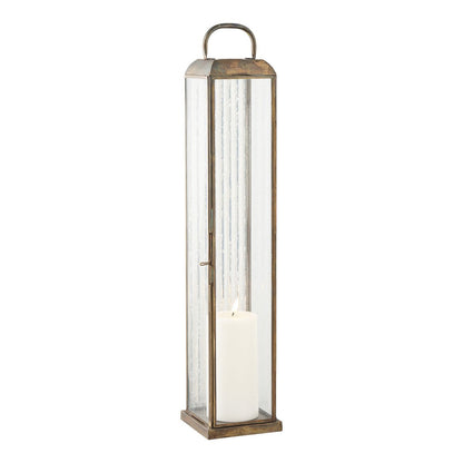 Laterne 'Herslev' - Glas/Metall, Antik-Messing-Optik, 12x12x60 cm