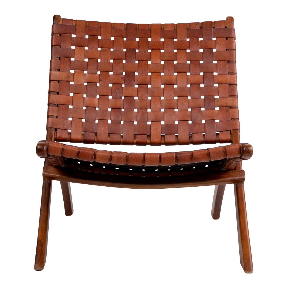 Klappstuhl 'Perugia' - Teakholz, Leder Braun