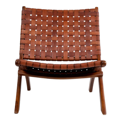 Klappstuhl 'Perugia' - Teakholz, Leder Braun