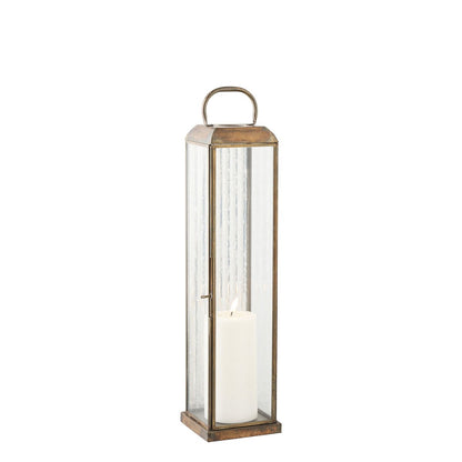Laterne 'Herslev' - Glas/Metall, Antikmessing-Optik, 12x12x49 cm