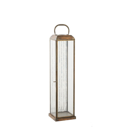 Laterne 'Herslev' - Glas/Metall, Antikmessing-Optik, 12x12x49 cm