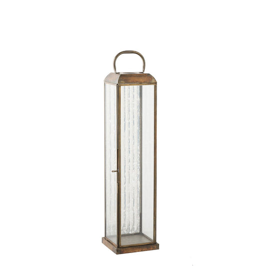 Laterne 'Herslev' - Glas/Metall, Antikmessing-Optik, 12x12x49 cm