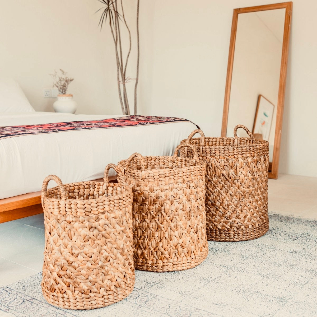 Laundry basket - Boho plant basket made of water hyacinth RAJA (3 sizes)