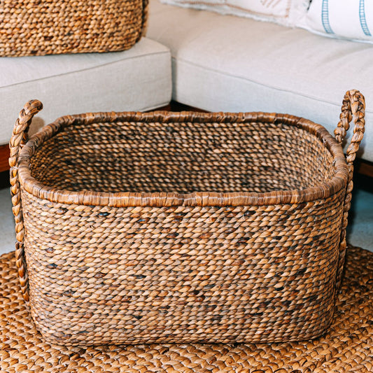 Extra-large laundry basket 'Mentari', storage basket made of natural water hyacinth (2 sizes)