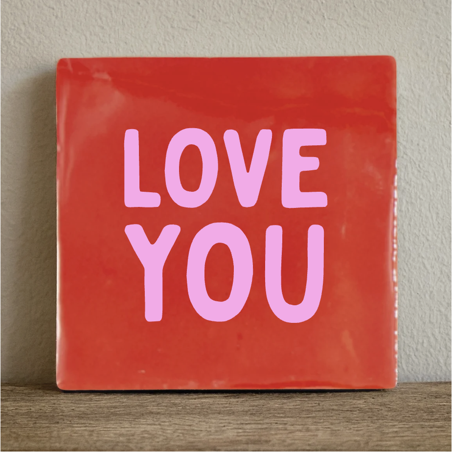 Keramikfliese, Deko-Kachel - Love You, 10x10 cm