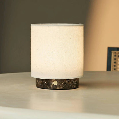 Wiederaufladbare Mamor-Tischlampe 'Mauve Beige & Brown / Emperador Dark' - 3 Lichtmodi, kabellos