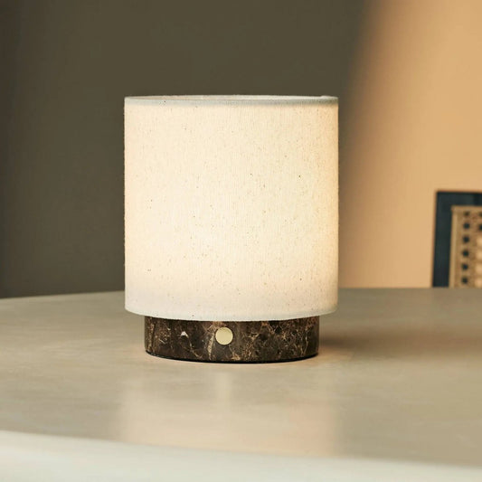 Wiederaufladbare Mamor-Tischlampe 'Mauve Beige & Brown / Emperador Dark' - 3 Lichtmodi, kabellos