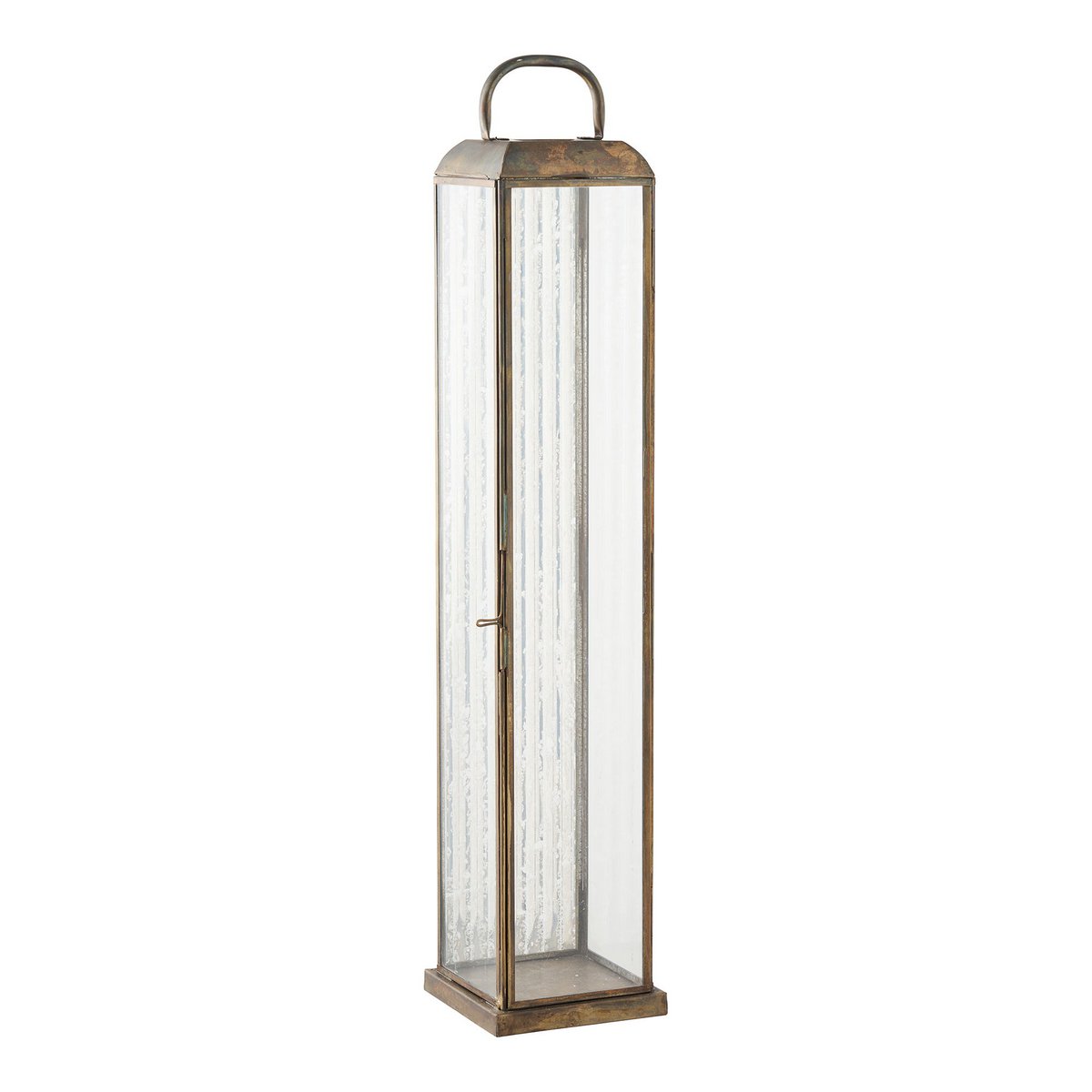 Laterne 'Herslev' - Glas/Metall, Antik-Messing-Optik, 12x12x60 cm