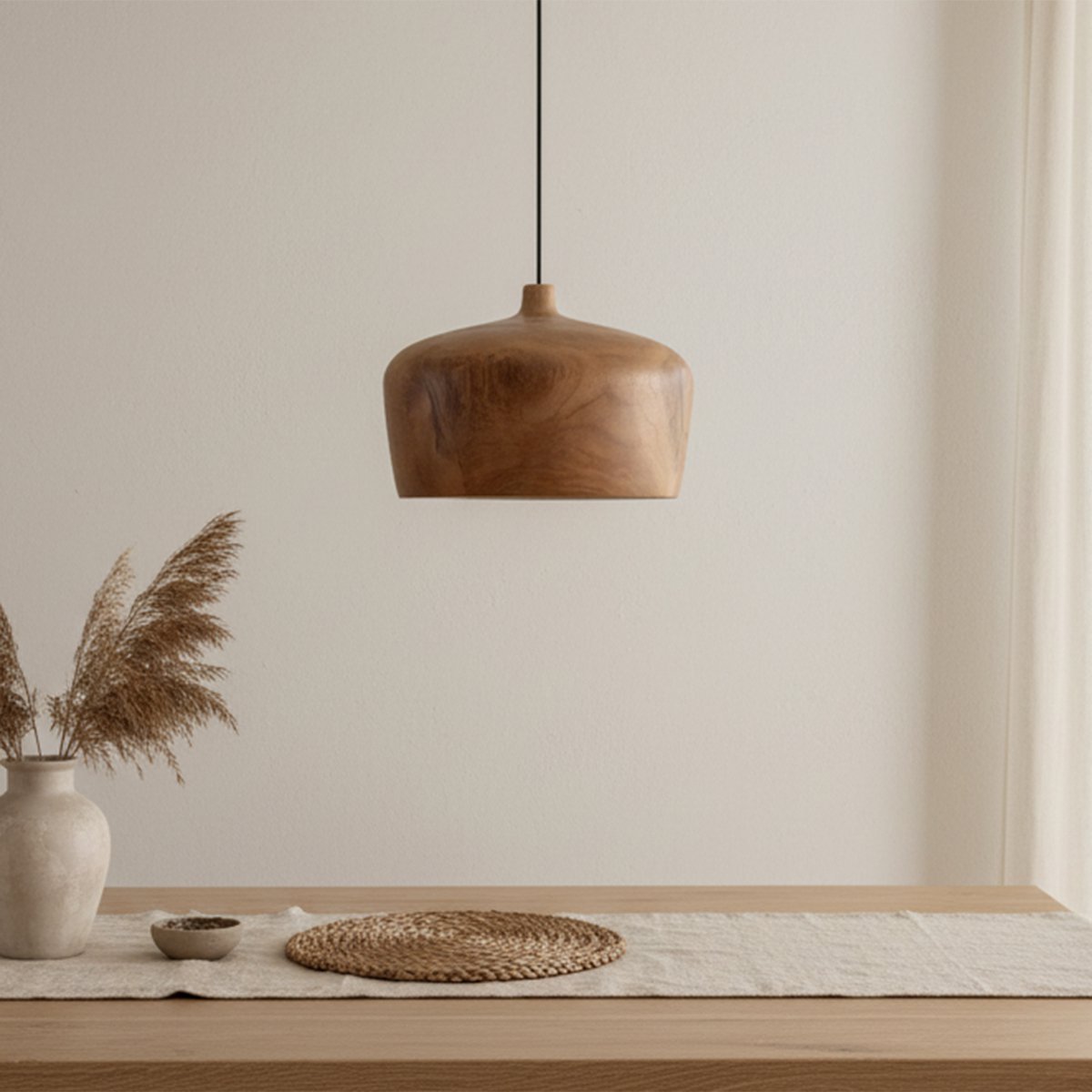 Hängelampe Dome "Sirocco" aus Teakholz