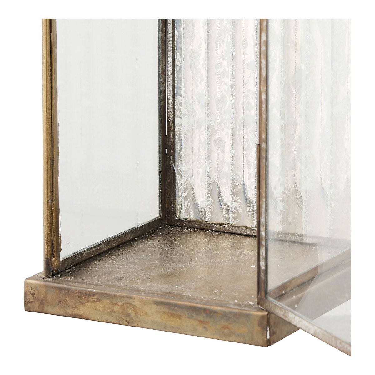 Laterne 'Herslev' - Glas/Metall, Antik-Messing-Optik, 12x12x60 cm