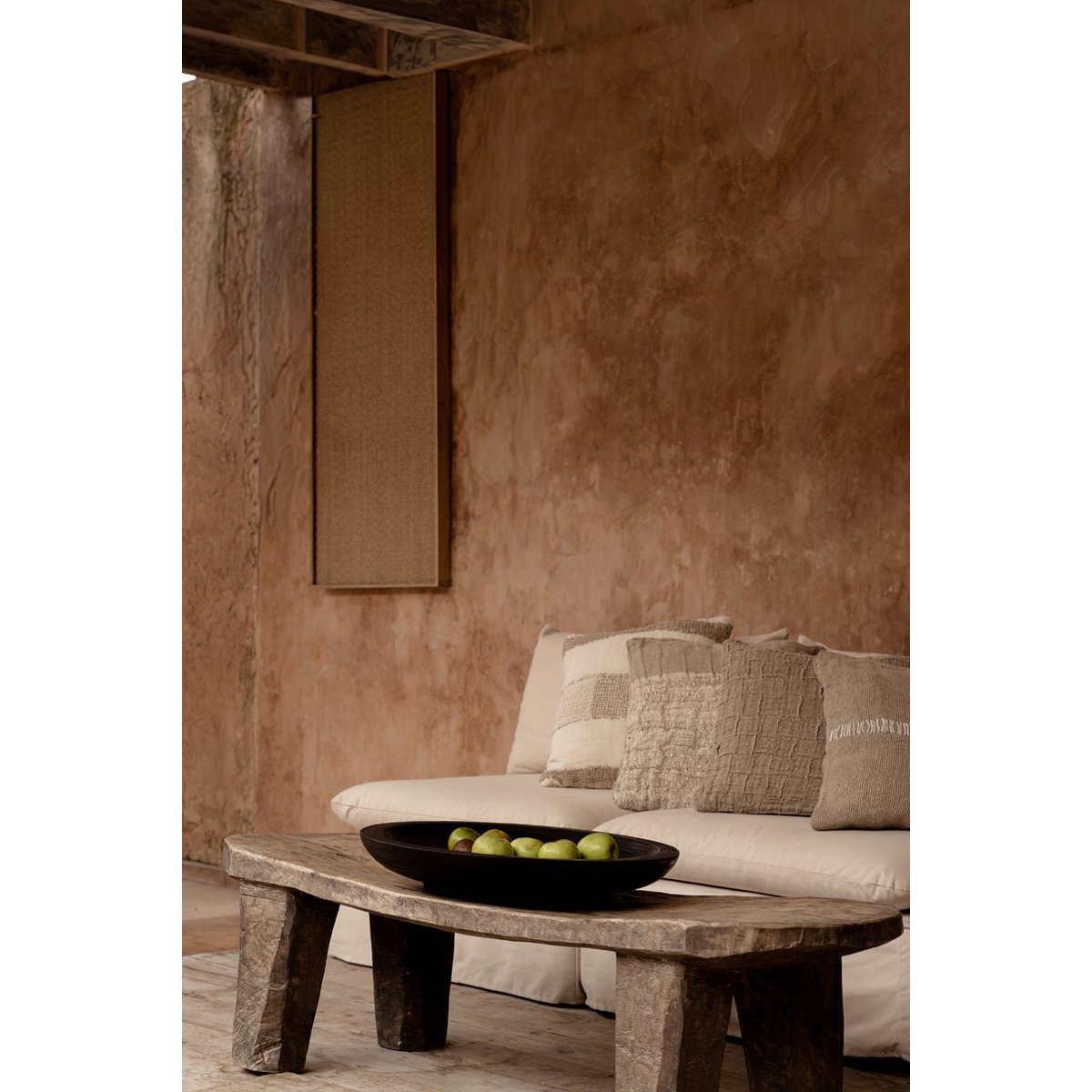 The Linen-Damier Cushion Cover, Natural 50x50