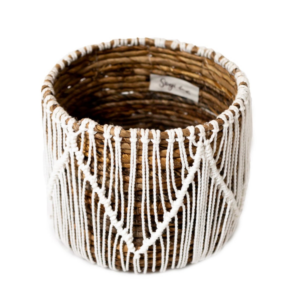 Small 'Oris' basket made of seagrass, flower basket, macrame basket