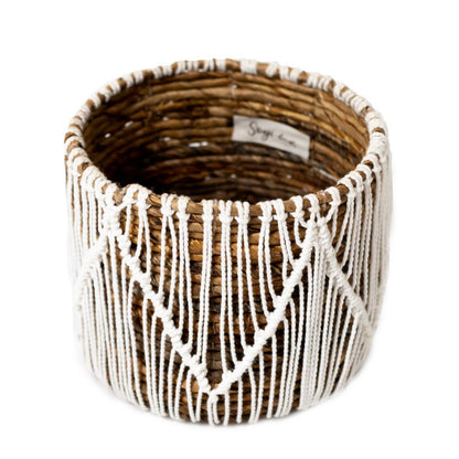Small 'Oris' basket made of seagrass, flower basket, macrame basket