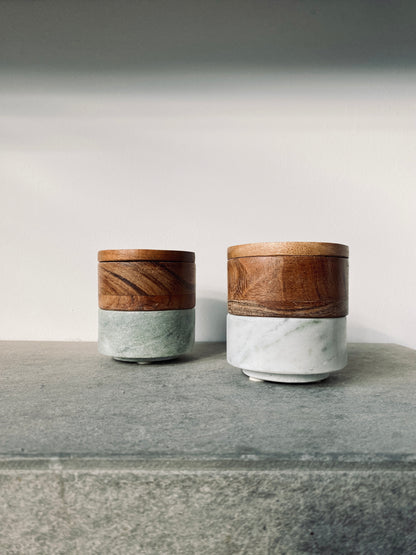Marble Box mit Holzdeckel, rund