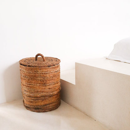 Laundry basket with lid OMBAK made of banana fiber