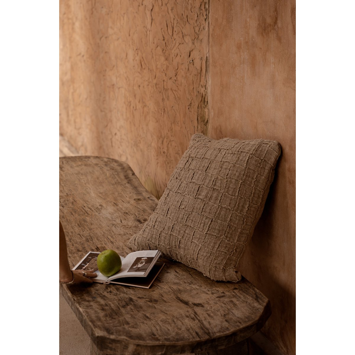 The Linen-Damier Cushion Cover, Natural 50x50