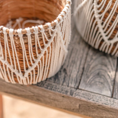 Small 'Oris' basket made of seagrass, flower basket, macrame basket