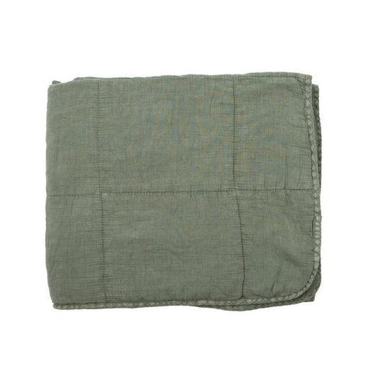 Quilted cotton blanket 'Charlotte', old green 70x240